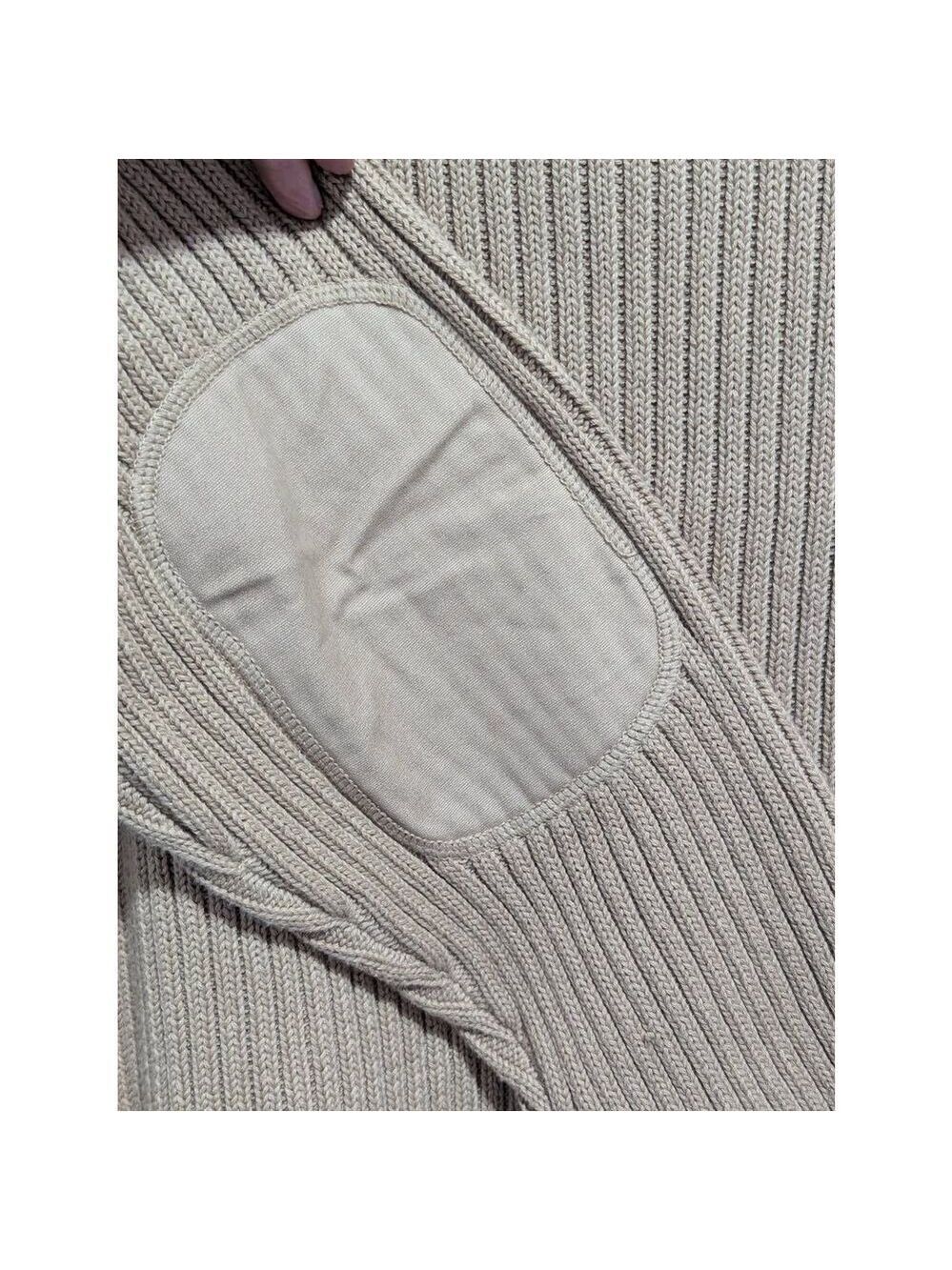 Eddie Bauer Men's Tan Long-Sleeve Ribbed Knit Teflon Treated Half-Zip Sweater Si - Picture 6 of 10